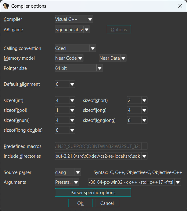 IDAClang Compiler window